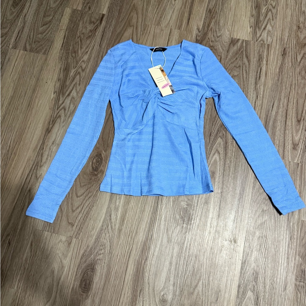 Stylish Light Blue Long Sleeve Women's Top